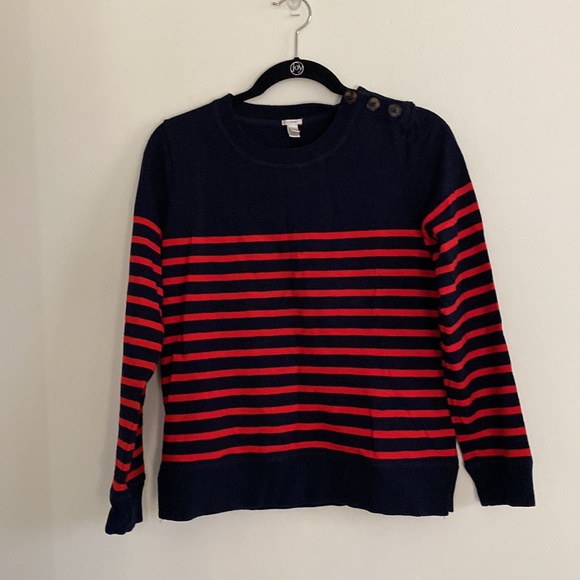 J. Crew Tortoise Button Sweatshirt in Stripe - Picture 4 of 7